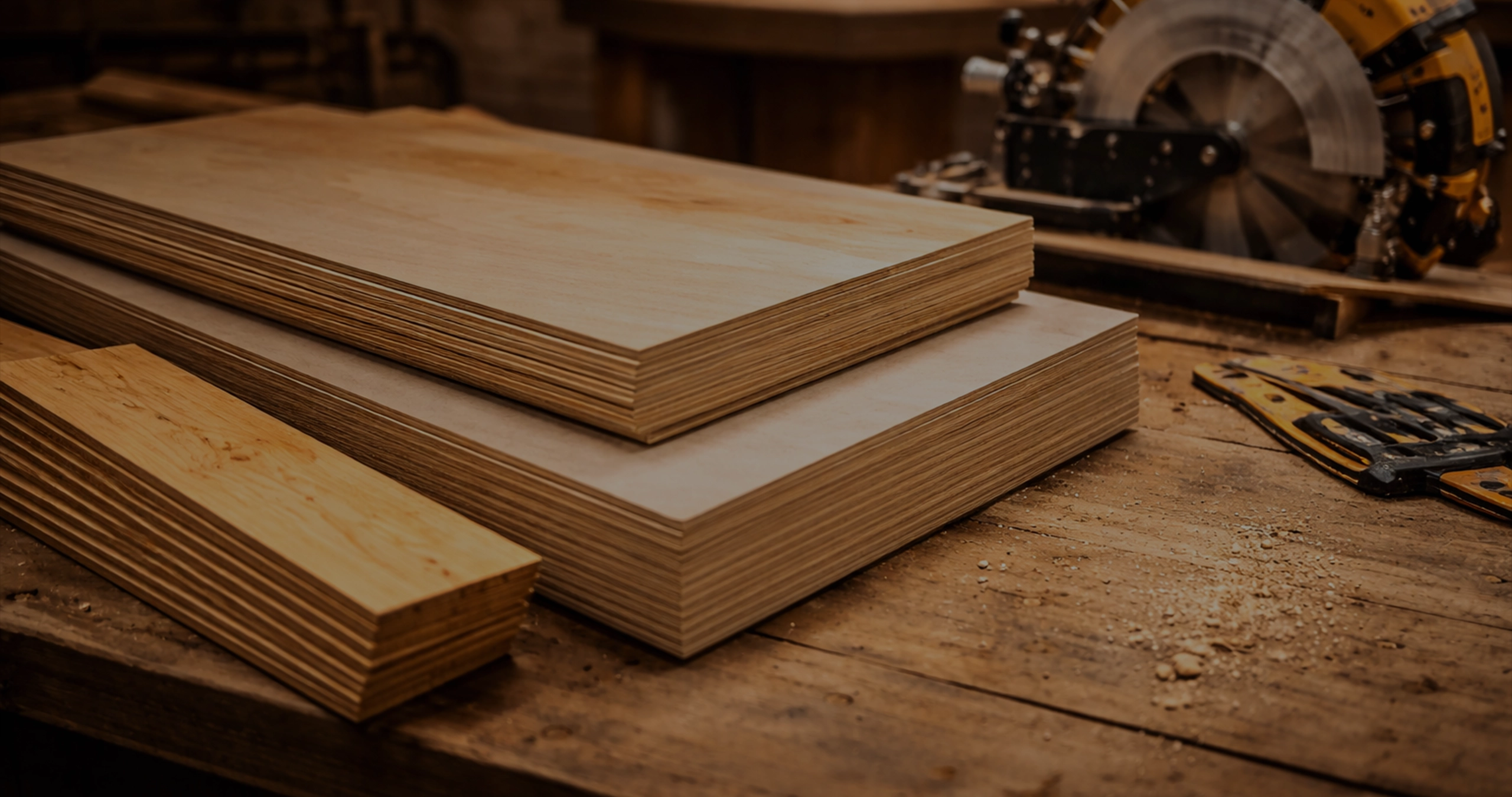 Listones de madera en zona de trabajo