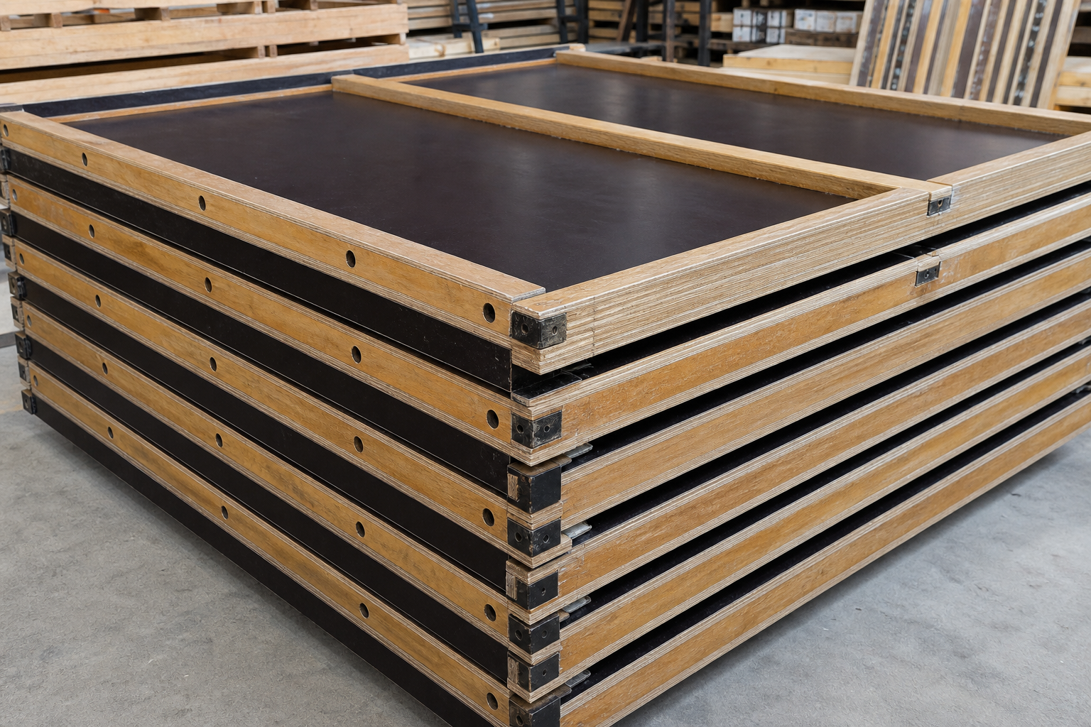 Paneles armados apilados para construcción